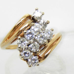 Vintage 14K Yellow Gold Diamond Cluster Ring Size 6.25- X4246