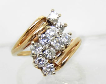 Vintage 14K Yellow Gold Diamond Cluster Ring, With Appraisal Size 6.25- X4246
