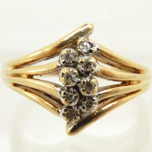 Vintage 10K Yellow Gold Diamond Statement Ring, Size 6 1/4 - X9549