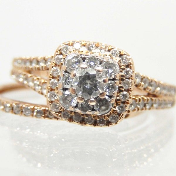 Estate 14K Rose Gold Diamond Bridal Set, Size 6 - X8871
