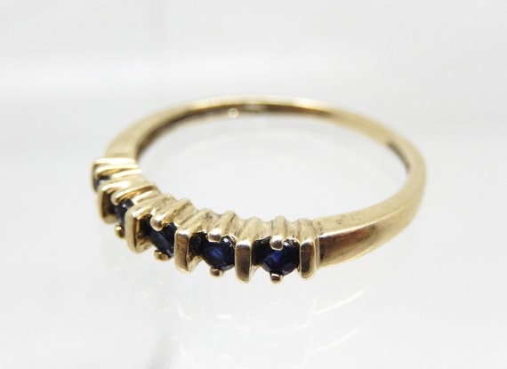 Vintage 14K Yellow Gold Sapphire Stacker Band, Si… - image 3