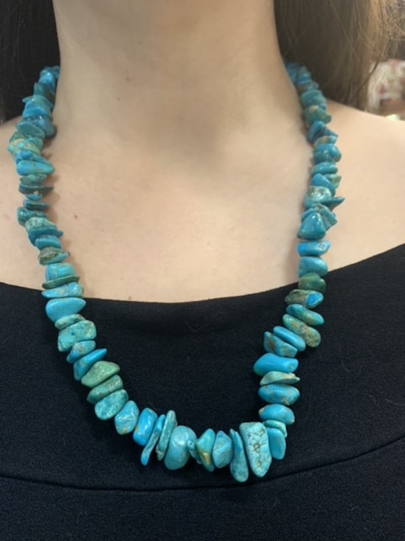 Chunky Turquoise Necklace 23" - X8755 - image 5