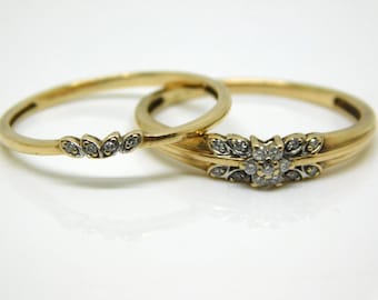 10K Yellow Gold Floral Diamond Bridal Set Size 9.25 - X9864
