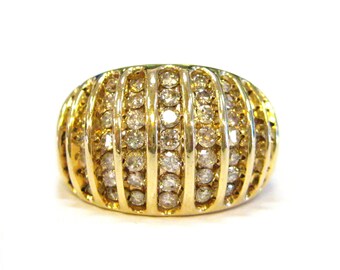 10K Gold & Diamond Channel-Set Ring Size 6.75 - X3265