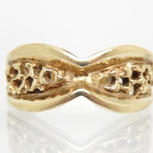 Vintage 14K Yellow Gold Openwork Nugget Ring, Size 7 1/2 - X9381