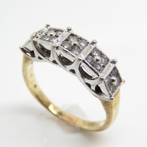 Estate 10K Yellow Gold Diamond Band, Size 9 - X8828