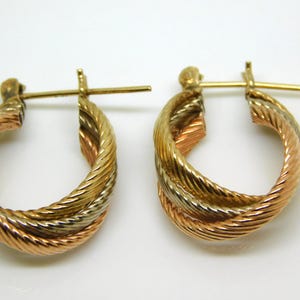 14K Tri-Gold Hoop Earrings - X9520