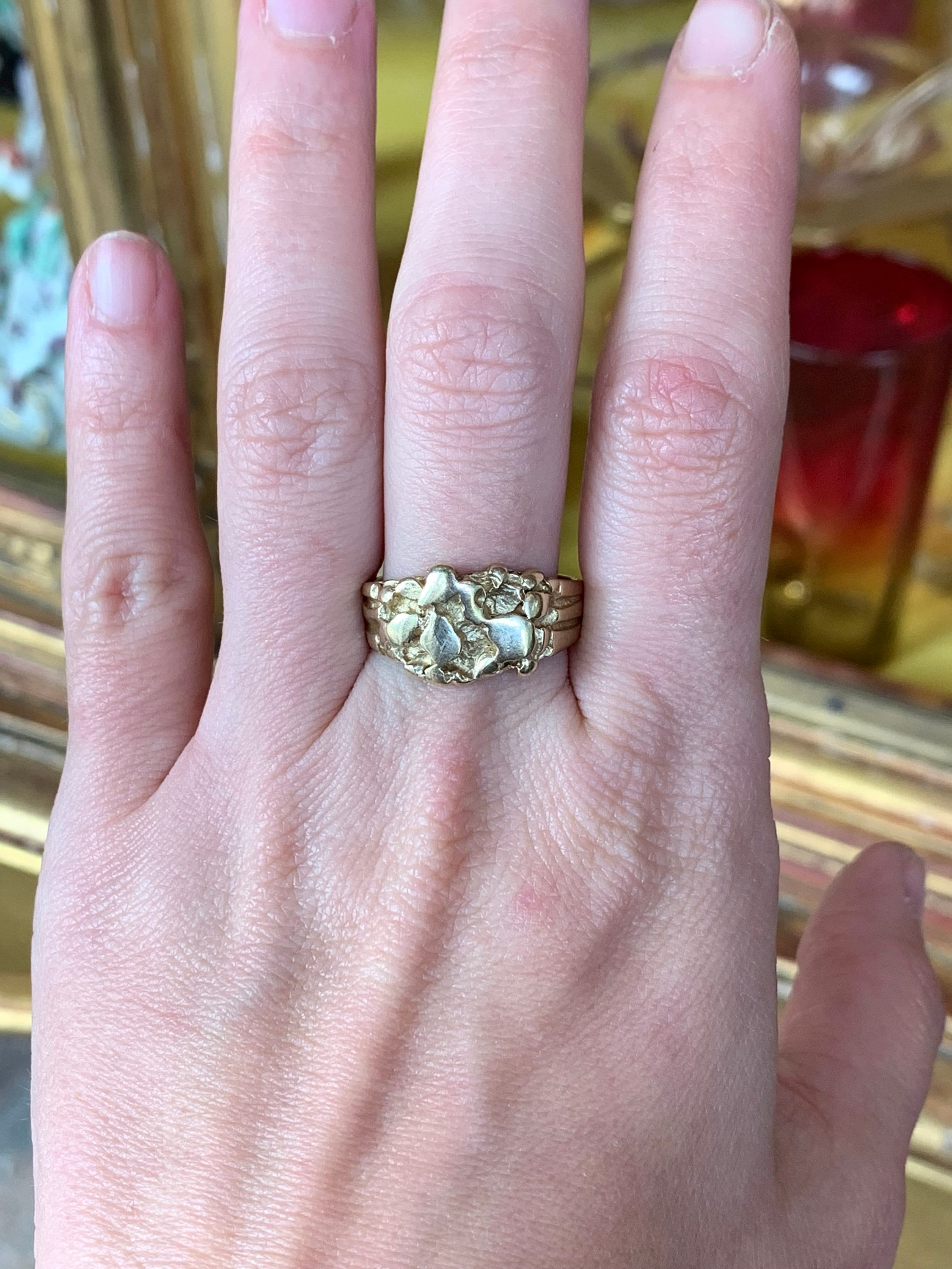 14K Yellow Gold Nugget Ring Size 8.25 X7019 Etsy Australia