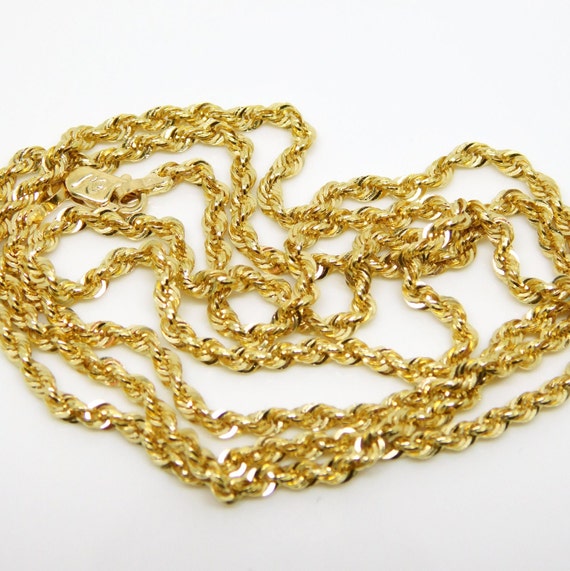 14K Yellow Gold 24" Rope Chain Necklace X7148 - image 1