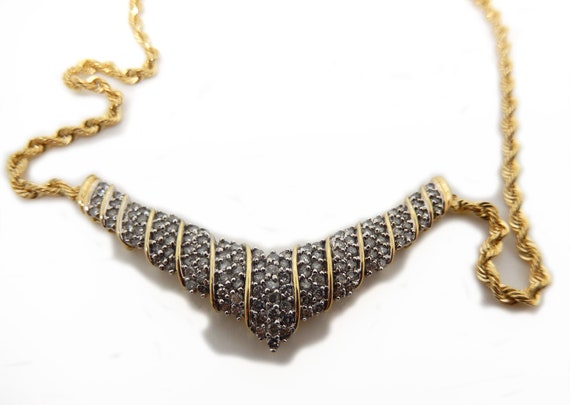 Mid Century Modern 14K Yellow Gold Diamond 15" Ne… - image 3