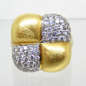 Estate 18K Brushed Yellow Gold Raymond Hak Diamond Ring, With Appraisal Size 7 - X4064