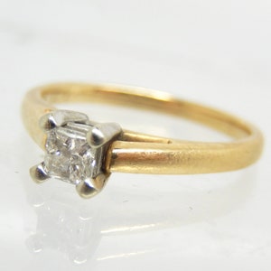 Vintage 10K Yellow Gold Princess Cut Diamond Solitaire Ring Size 6.75 X6052 image 4