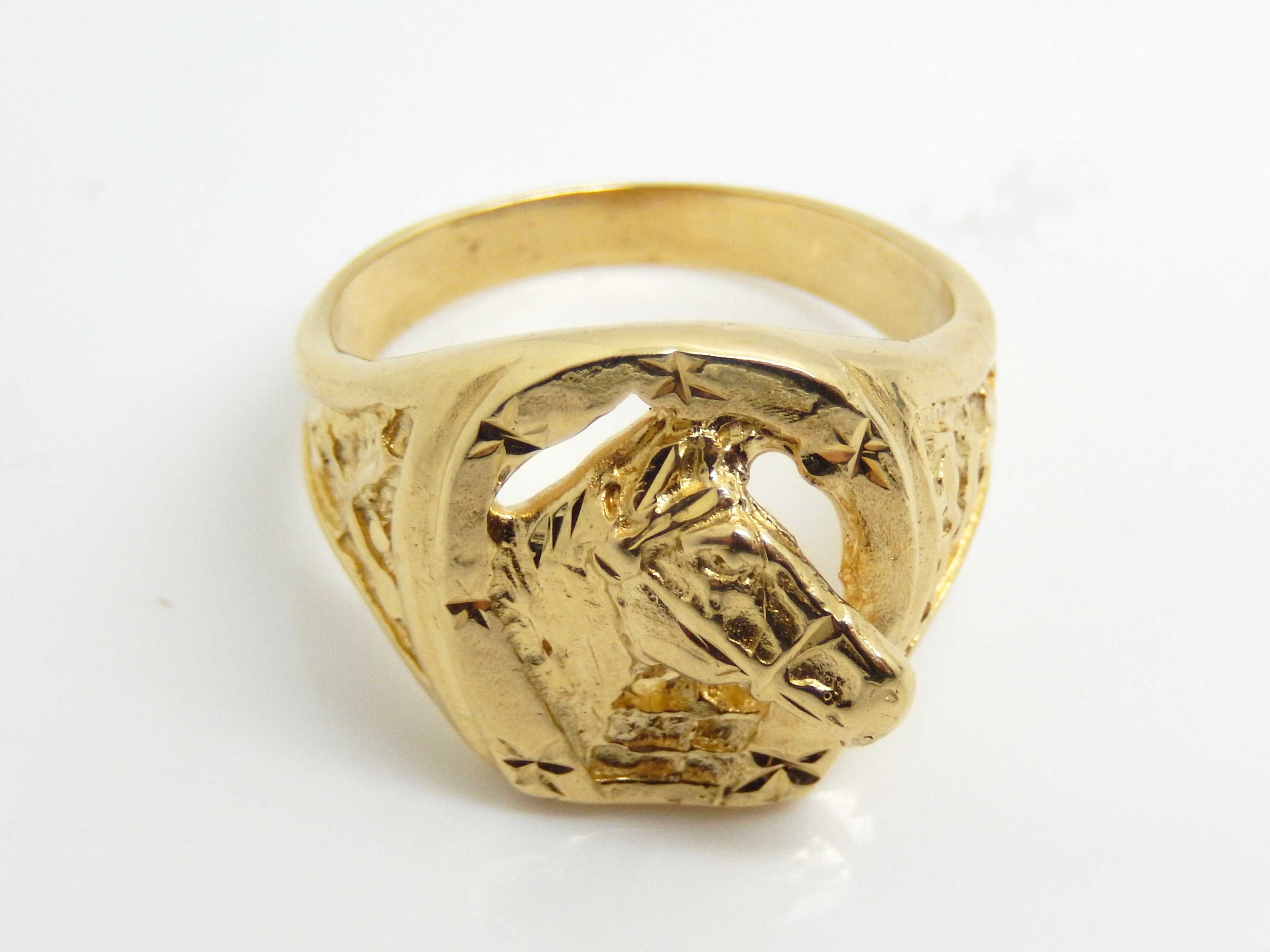 Vintage 10K Yellow Gold Men's Horseshoe Ring X4890 - Etsy