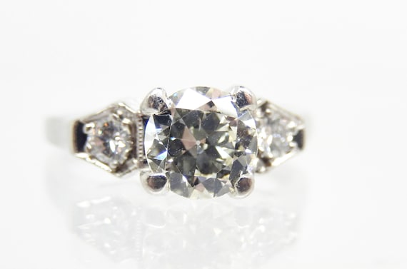 Vintage Platinum Diamond Ring, with Appraisal, Si… - image 1