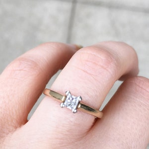 Vintage 10K Yellow Gold Princess Cut Diamond Solitaire Ring Size 6.75 X6052 image 10