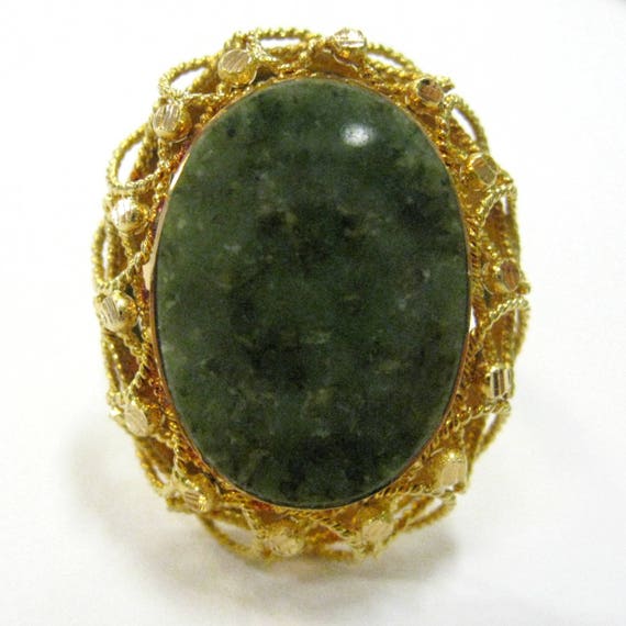 18K Moss Agate Ring Size 7 - X3145