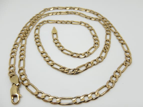 14K Yellow Gold 24" Figaro Chain Necklace X6116 - image 1