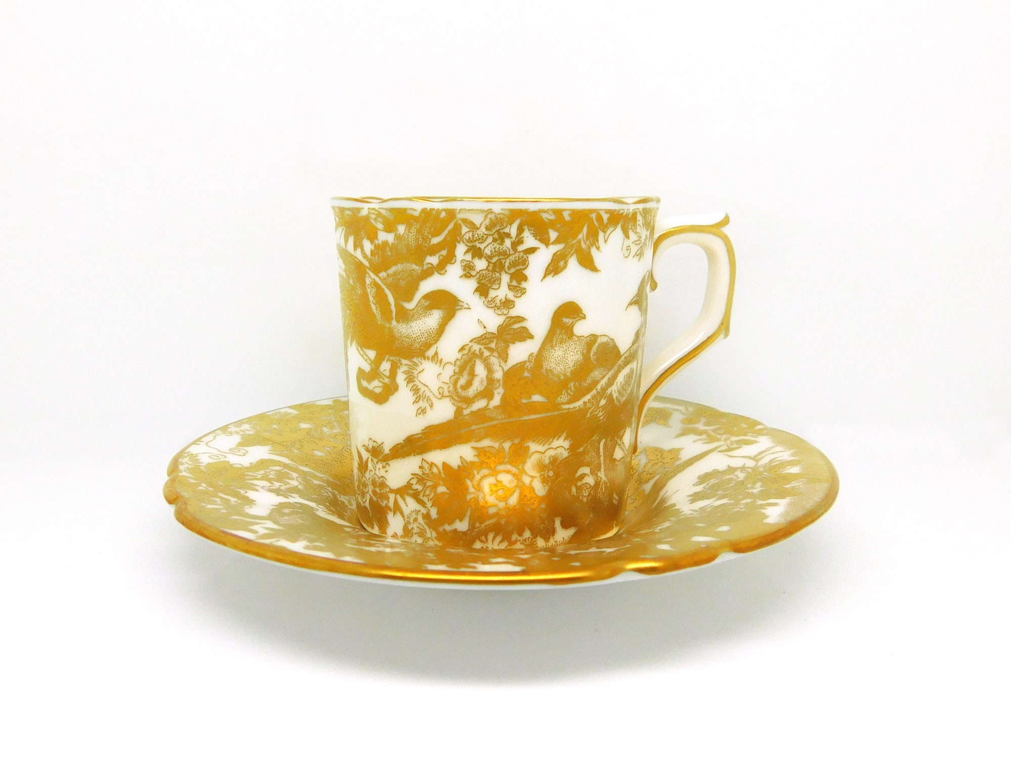 One Gold Aves Demitasse Cup & Saucer Royal Crown Derby Fine