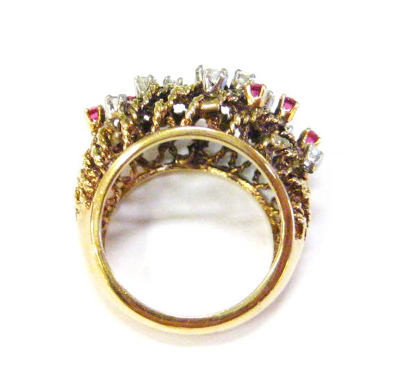 Ruby & Diamond Open Work 14K Ring Size 5 - X3254 - image 4