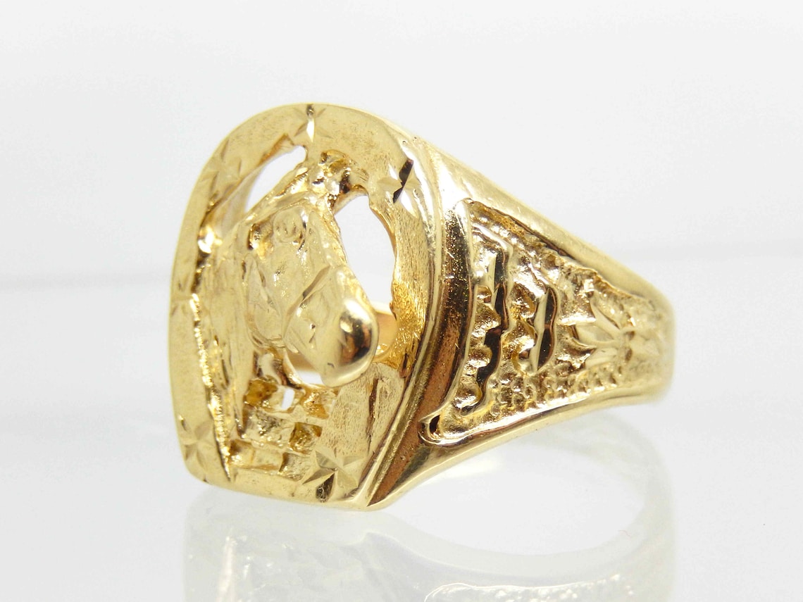 Vintage 10K Yellow Gold Men's Horseshoe Ring X4890 - Etsy