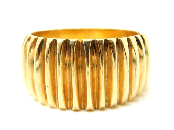 14k Yellow Gold Ribbed Textured Men's Eternity Shrimp… - Gem