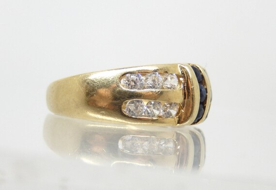 Vintage Italian 14K Yellow Gold Sapphire Diamond … - image 7