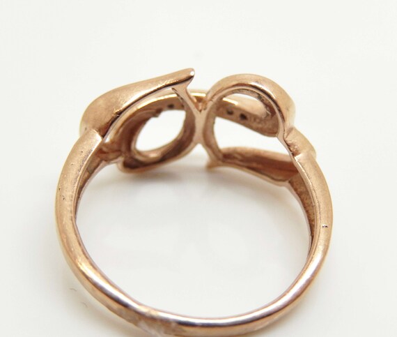 Estate 10K Rose Gold Diamond Double Heart Ring, S… - image 5