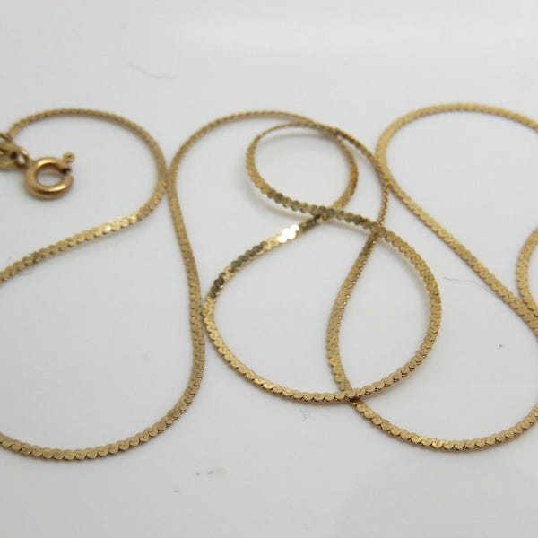 Vintage 14K Yellow Gold Serpentine Chain, 16 Inches- A1145