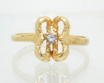 Vintage 14K Yellow Gold Diamond Butterfly Ring Size 6.5 - X4470