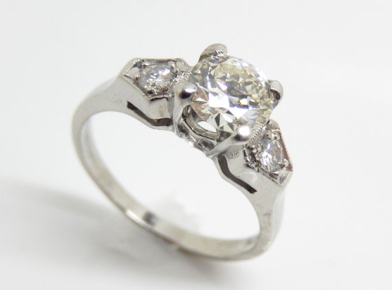 Vintage Platinum Diamond Ring, with Appraisal, Si… - image 2