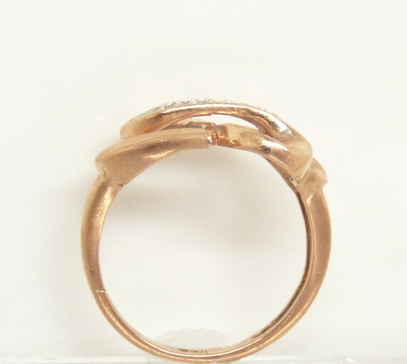 Estate 10K Rose Gold Diamond Double Heart Ring, S… - image 8
