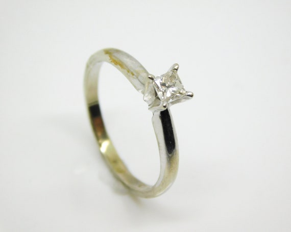 10K White Gold Ring With Princess Cut Diamond Sol… - image 5
