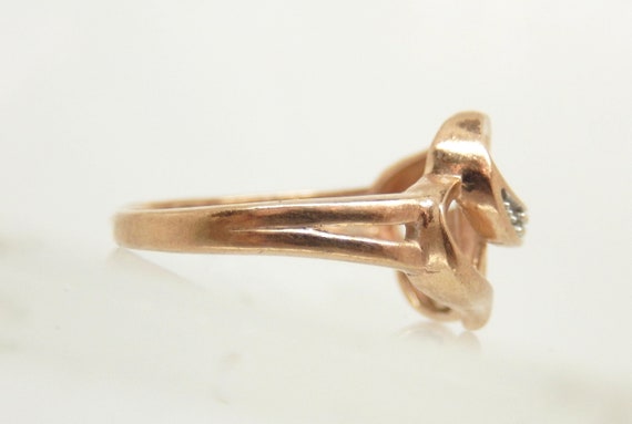 Estate 10K Rose Gold Diamond Double Heart Ring, S… - image 7