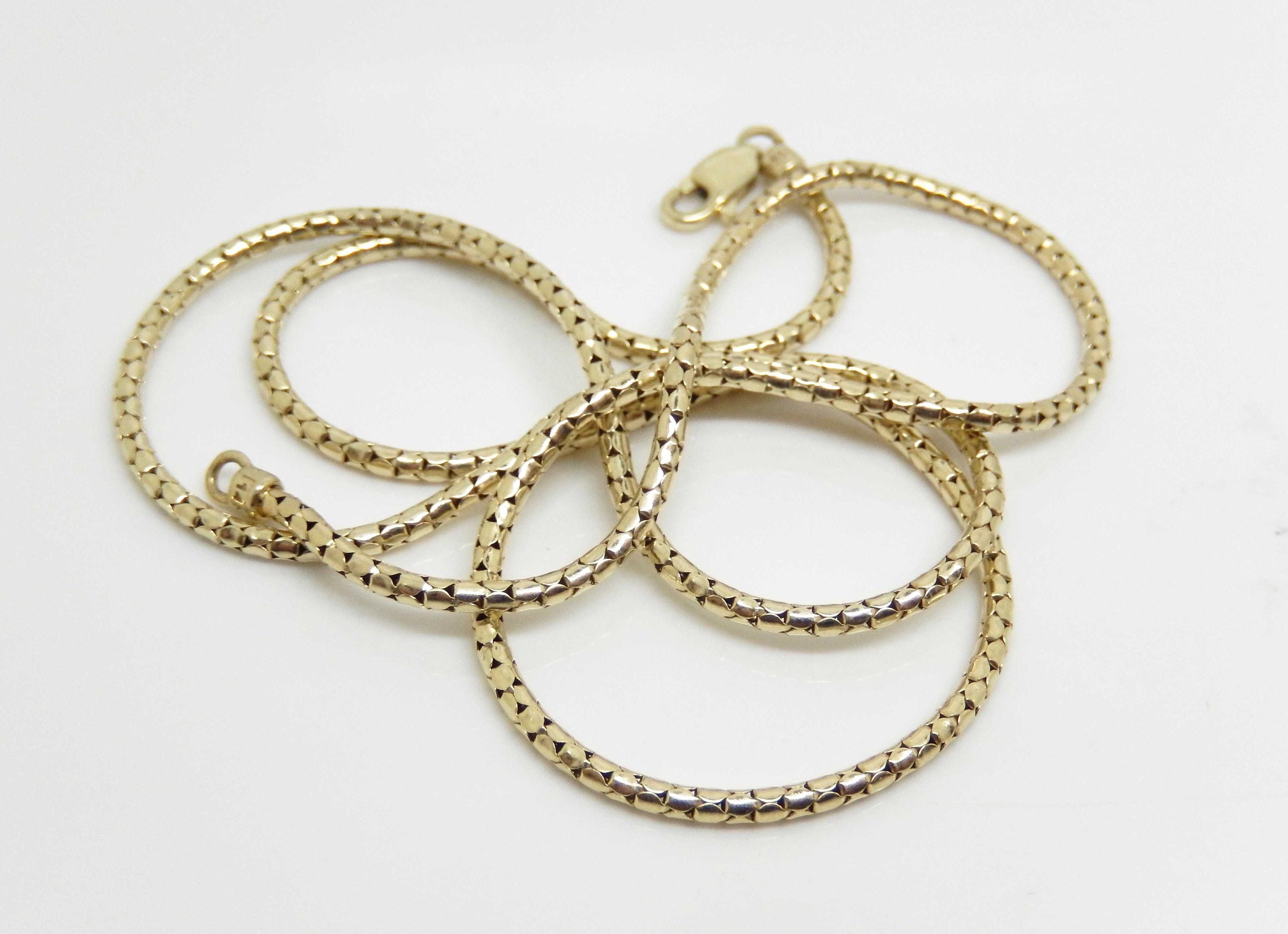 Vintage 14K Yellow Gold Diamond-cut Franco Chain, 17 Inches