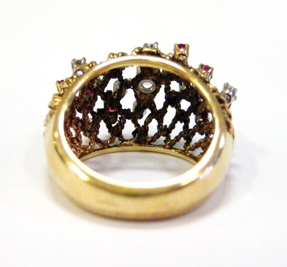 Ruby & Diamond Open Work 14K Ring Size 5 - X3254 - image 3