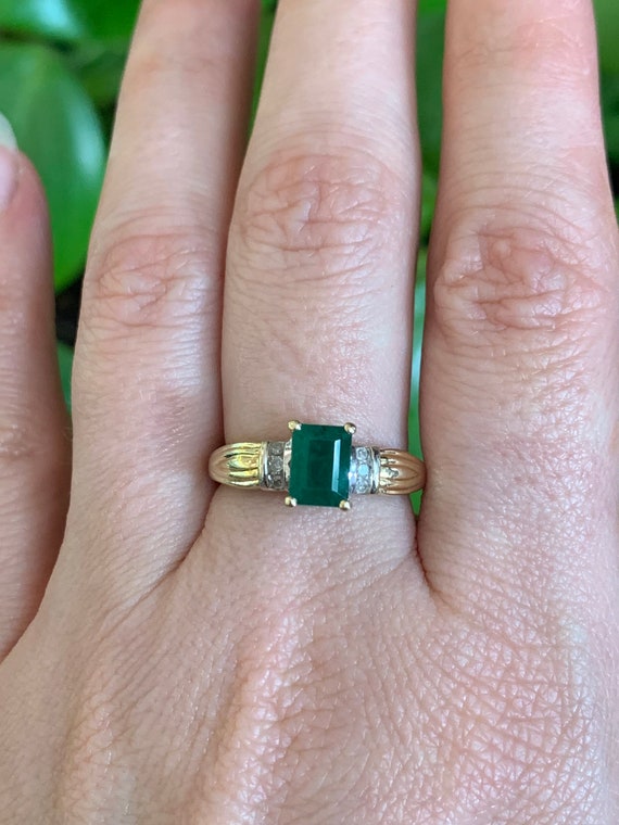 10K Yellow Gold Ring With Emerald Cut Emerald Siz… - image 8