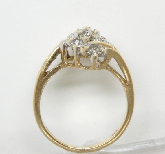 Vintage 10K Yellow Gold Diamond Bypass Ring, Size… - image 8
