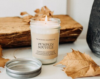 Pumpkin Souffle / Homemade Soy Candle / Fall Scent / Natural Candle / Candle in a Jar / 8 oz / Dessert Candle / Warm Scent