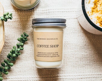 Coffee Shop Candle / Natural Soy Candle / Espresso Candle / Handmade, Hand-poured / Warm Scent Candle / Soy Candle in a Jar