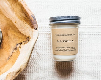 Magnolia Candle / Handmade Soy Candle / Southern Candle / Natural, Hand-poured / Floral Candle / Candle in a Jar