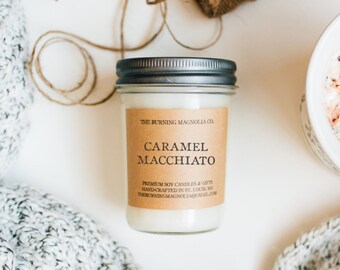 Caramel Macchiato Candle / Homemade Soy Candle / Coffee Candle / Espresso / Candle in a Jar / Hand-poured / Rustic