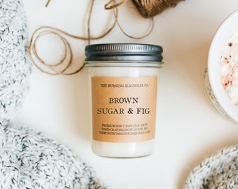 Brown Sugar & Fig Candle / Handmade Soy Candle / Hand-poured / Warm Candle / Sweet / Natural Candle / Jar Candle