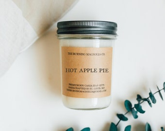 Hot Apple Pie Candle / Homemade Soy Candle / Natural Candle / Dessert / Warm Scent / Candle in a Jar / 8 oz Candle
