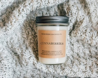 Cinnaberries Candle / Homemade Soy Candle / Christmas / Winter Scent / Jar Candle / Natural Candle / 100% Soy Wax