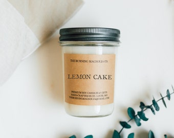 Lemon Cake Candle / Homemade Soy Candle / Dessert / Warm Scent Candle / Candle in a Jar / 8 oz Candle / Natural