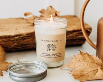 Apple Ginger Crust / Handmade Soy Candle / Warm Scent / Fall / Dessert Candle / Jar Candle / 8 oz / Natural