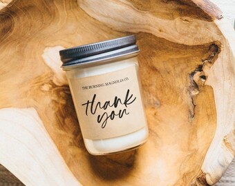 Thank You Candle / Homemade Soy Candle / Gift / Client Gift / Jar Candle / Natural / Custom Candle / Thank You Gift / 8 oz