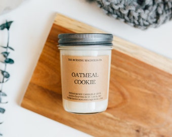 Oatmeal Cookie Candle / Hand-poured Soy Candle / Dessert / Sweet Scent Candle / Candle in a Jar / 8 oz. Candle / Natural