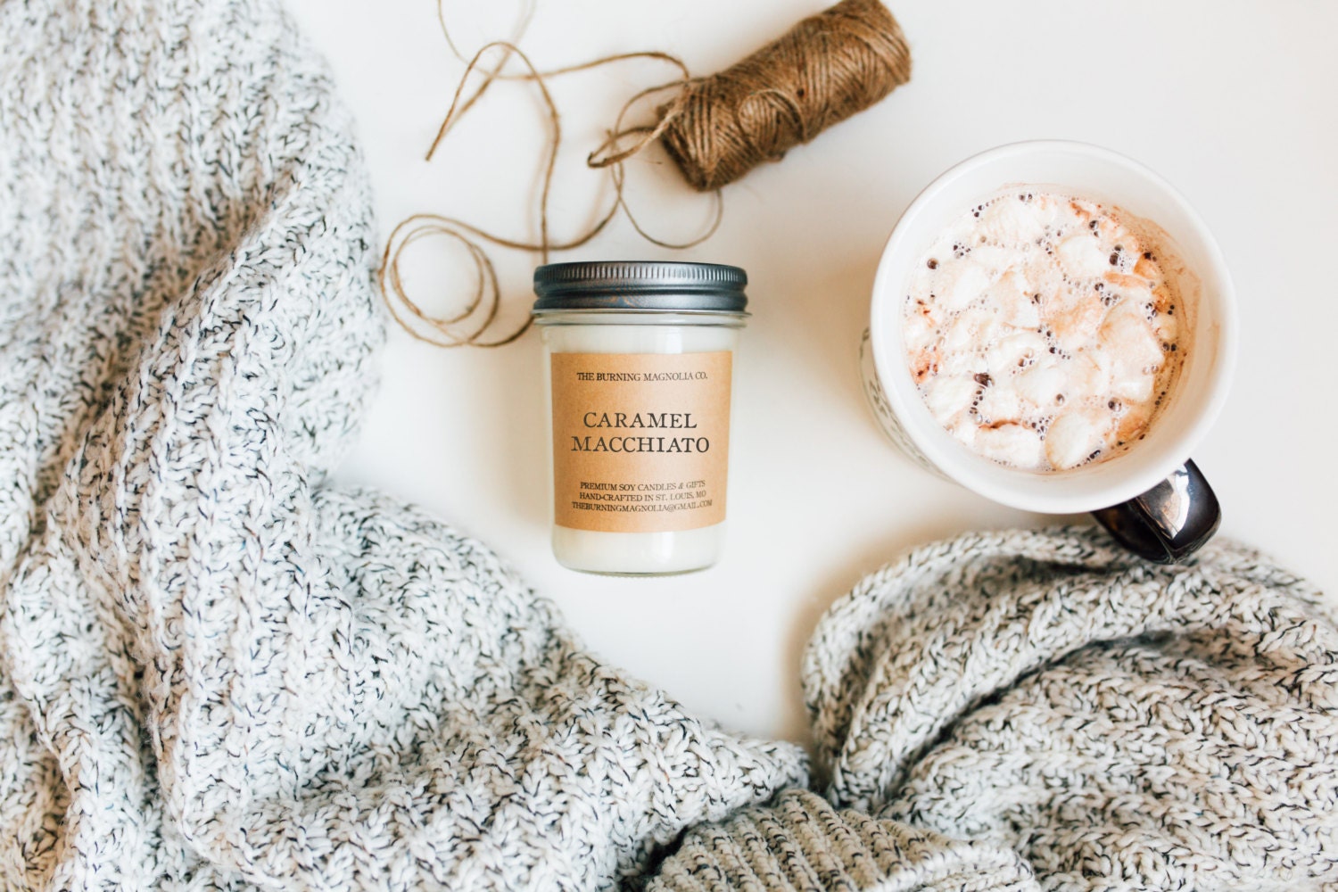 Caramel Macchiato Candle/Homemade Soy Coffee Espresso in A Jar Hand-Poured Rustic