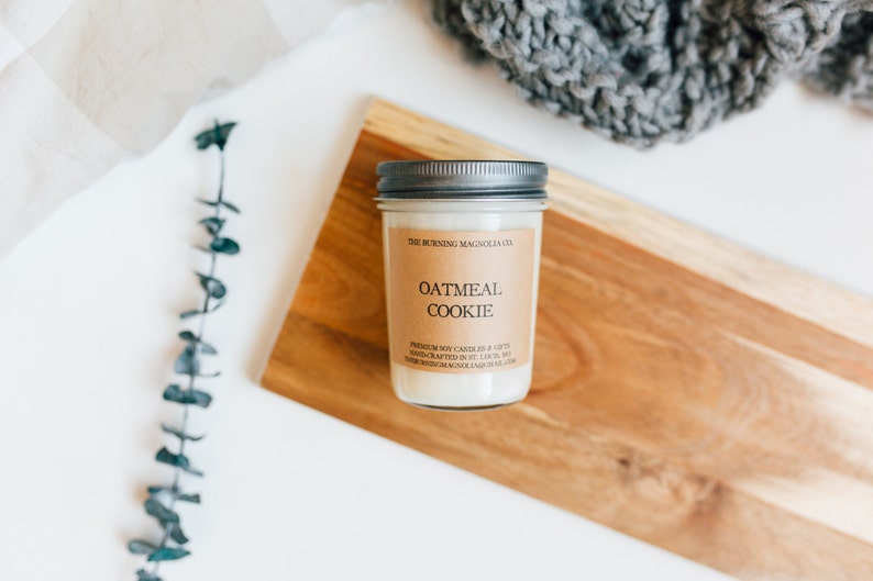 Oatmeal Cookie Candle / Hand-poured Soy Candle / Dessert / Sweet Scent Candle / Candle in a Jar / 8 oz. Candle / Natural image 1